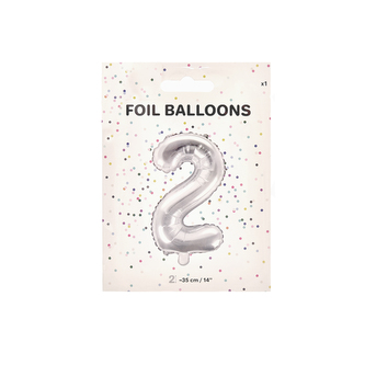 Balónek fólie číslo 2 stříbrný 35 cm