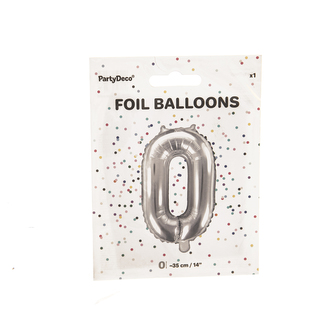 Balónek fólie číslo 0 stříbrný 35 cm