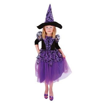 Dětský kostým čarodějnice fialová čarodějnice /Halloween M EKO
