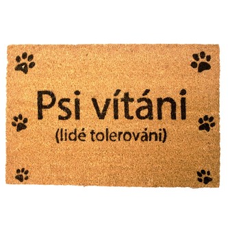 HOME ELEMENTS Rohož z kokosových vláken, Psi vítáni, 40x60 cm