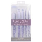 Royal & Langnickel CHIQUE™ 5 PC Chique Complete Face Set Pink Glitter - Sada kosmetických štětců na obličej s růžovými třpytkami - 5ks