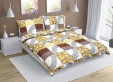 Povlečení krepové na dvoudeku - béžové čtverce - 1x 240x220, 2ks 70x90 cm