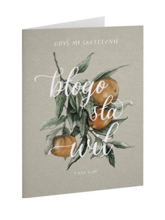 Kartka składana - Obyś mi - Mandarynka