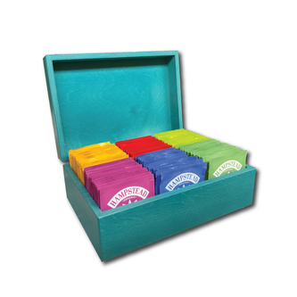 Hampstead Tea luxusní petrolejová dřevěná kazeta mix sáčkových BIO čajů 78ks - 6 druhů**