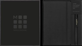 Moleskine Sada černý zápisník L a kuličkové pero Moleskine X Kaweco 0,7 mm