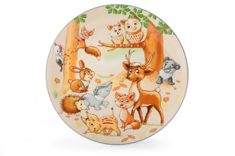 Talíř dětský porcelán 21cm mělký  LESNÍ ZVÍŘÁTKA