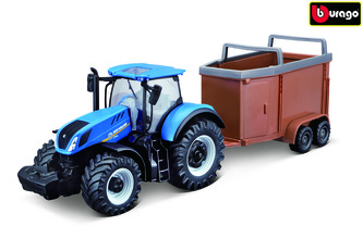 Bburago 1:50 Farm Traktor New Holland s vlečkou pro koně