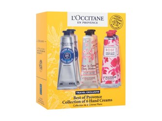 L'Occitane Best Of Provence krém na ruce Shea Butter Dry Skin 2 x 30 ml + krém na ruce Cherry Blossom 2 x 30 ml + krém na ruce Rose 2 x 30 ml