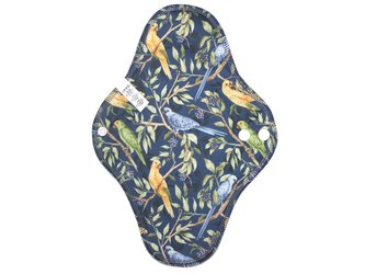 BIO Noční vložka (PUL) - Papoušek Indigo & přírodní bambusovo-biobavlněné froté