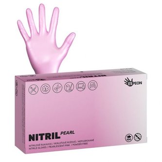 Nitrilové rukavice NITRIL SPARKLE 100 ks, nepudrované S, perleťově růžové