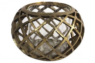 Keramický svícen Sancho zlatý, 13,5x20 cm