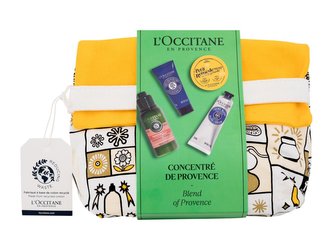 L'Occitane Blend Of Provence šampon Intensive Repair Shampoo 75 ml + tělový krém Ultra Rich Body Cream 20 ml + krém na ruce Shea Dry Skin Hand Cream 30 ml + balzám Le Petit Remede Multi Purpose Nourishing Balm 15 g + kosmetická taštička