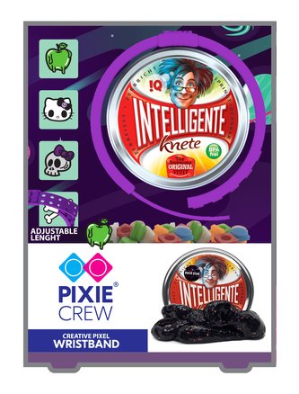 PIXIE CREW Fialový silikonový náramek s Hello Kitty pixely + Inteligentní plastelína jako dárek