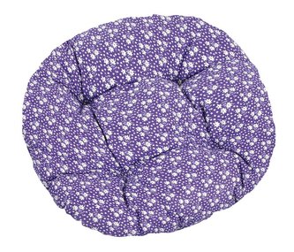 Sedák Adéla prošívaný kulatý - kytička na fialové - průměr 40 cm
