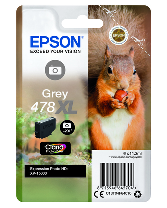 Epson originální ink C13T04F64010, 478XL, grey, 10.2ml, Epson XP-15000