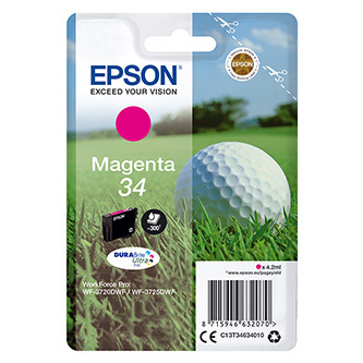 Epson originální ink C13T34634020, T346340, magenta, s ochranou, 4.2ml, Epson WF-3720DWF, 3725DWF