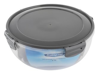 KULATÁ DÓZA NA POTRAVINY S KLIPSY ŠEDÁ 2,3L