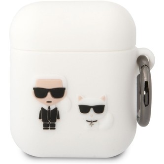 Karl Lagerfeld and Choupette Silikonové pouzdro Airpods 1/2 bílé