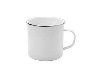 HRNEK SMALTOVANÝ BÍLO/KRÉMOVÝ 9 CM/450 ML