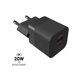 FIXED Mini nabíječka s USB-C a USB-A výstupem PD 20W a QC 3.0 černá