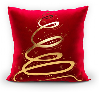 Polštář CHRISTMAS TREE červená/zlatá 45x45 cm MyBestHome