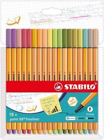 Linery "Point 88", 18 barev, 0,4 mm, STABILO 8818-22-5