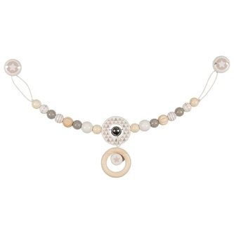 Řetěz do kočárku - korálky, rolnička a kroužky Řetěz do kočárku - korálky, rolnička a kroužky