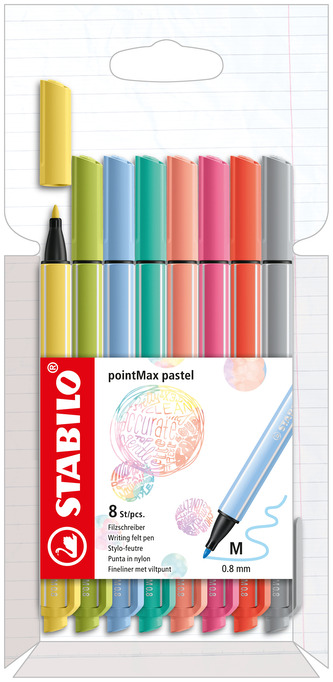 STABILO point Max 8 ks Sada v kartonovém obalu, Pastelové barvy od 03/2022