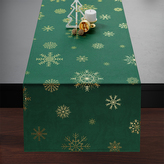 Ubrus - běhoun na stůl SNOWFLAKE smaragdová/zlatá 40x140 cm Mybesthome