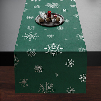 Ubrus - běhoun na stůl SNOWFLAKE smaragdová/stříbrná 40x160 cm Mybesthome