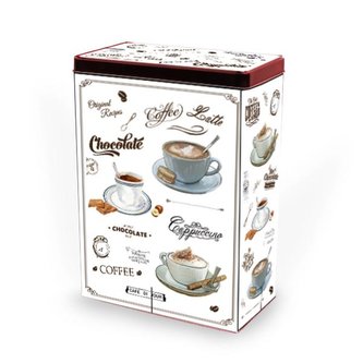DÓZA "CAFÉ DU JOUR" PLECH OBDÉLNIK 18X10X25CM