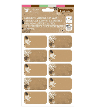 Samolepící jmenovky na dárky kraft, 2 archy