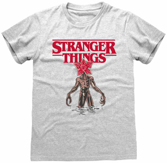 Pánské tričko Netflix|Stranger Things: Logo Demogorgon (S) šedá bavlna