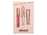 Makeup Revolution London Kiss & Go olej na rty Lip Oil 2,5 ml + peeling na rty Lip Scrub 8 ml + exfoliační kartáček na rty 1 ks
