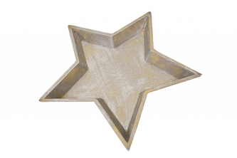 Dřevěný tác hvězda stříbrný 32,7x32,7x3,5 cm