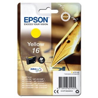 Epson originální ink C13T16244012, T162440, yellow, 3.1ml, Epson WorkForce WF-2540WF, WF-2530WF, WF-2520NF, WF-2010