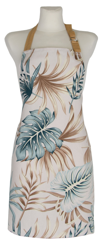 Kuchyňská bavlněná zástěra  LEAFY béžová 60x75 cm Essex, 100% bavlna