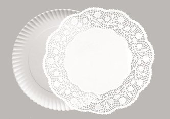 Papírový podnos kulatý s krajskou set 32cm – 5ks - Ibili