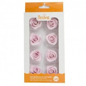 Cukrové růže růžové 8ks - Decora