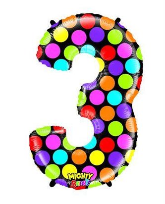 Nafukovací balónek číslo 3 barevný 102cm extra velký - Grabo