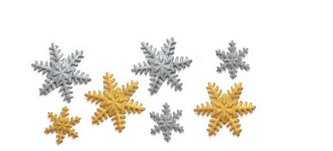 Cukrová dekorace sněhové vločky stříbrné a zlaté 9ks - Decora