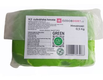 Potahovací hmota K2 na dorty 0,5kg zelená - K2 Potahovací hmota K2 na dorty 0,5kg zelená - K2