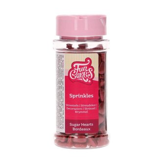 Cukrové dekorace srdíčky bordeaux 80g - FunCakes