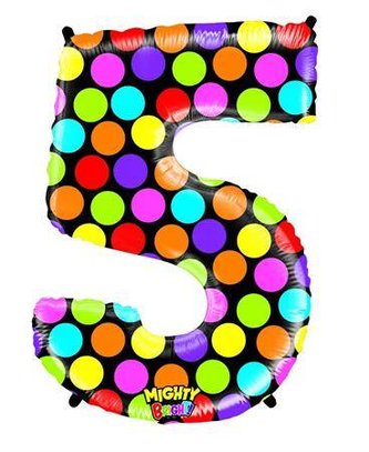 Nafukovací balónek číslo 5 barevný 102cm extra velký - Grabo