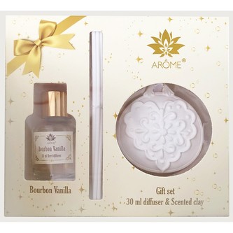 ARÔME Dárkový set difuzéru 30 ml a vonného jílu, Bourbon Vanilla