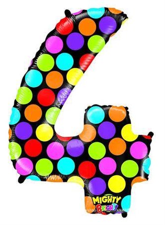 Nafukovací balónek číslo 4 barevný 102cm extra velký - Grabo