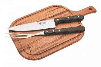 Nůž a vidlička na porcování masa s prkýnkem - Tramontina