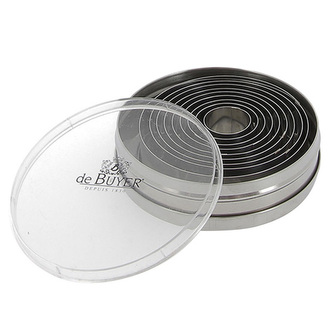 SET OF 9 ST. STEEL PLAIN ROUND CUTTERS  O 3 TO 11CM