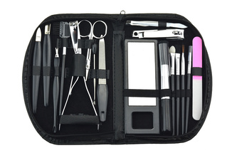 Sada manikúry v pouzdře, 19 ks - Černá