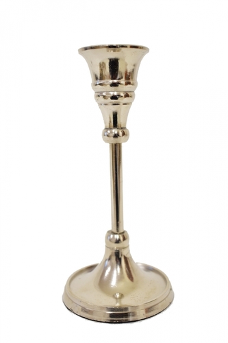 Kovový svícen stříbrný 15,5x7 cm